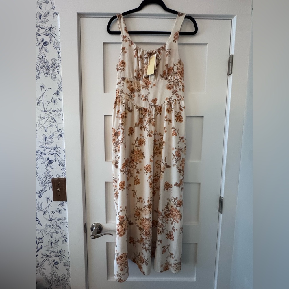 Monteau Cream and Brown Smocked Dress